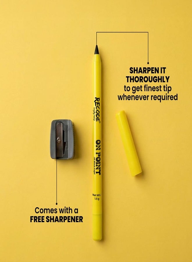 Recode On Point Kajal With Sharpener 1.5 G | Smudgeproof and Waterproof | Intense Black Color | One Stroke Application | Long Lasting - Image 4