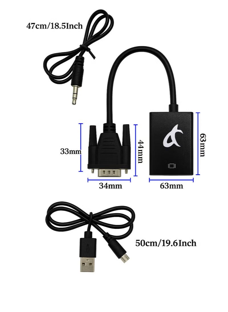 FUJISHKA VGA to  HDMI Converter Adapter, VGA Male to HDMI Female Cable with 1080P HD Video and Audio Support – for Connecting Old PC, Laptop with VGA Output to Monitor, HDTV, Projector – Includes 3.5mm Audio and USB Cable - Image 3