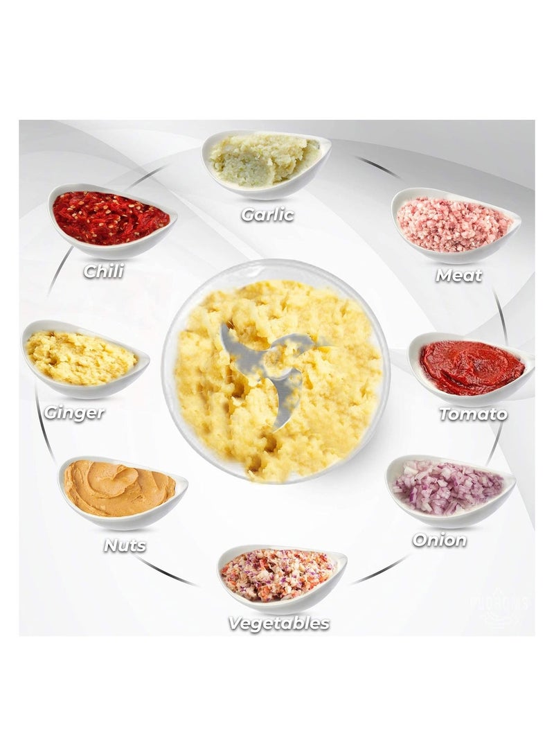 دوتس مفرمة كهربائية من دوتس 0.5 لتر 400 واط وخلاط للخضروات ، مفتاح سرعة مزدوج، شفرة من الفولاذ المقاوم للصدأ، سهلة التركيب والتنظيف، أبيض - Image 4