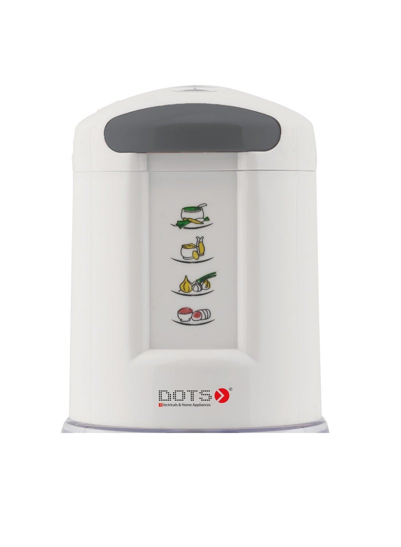 دوتس مفرمة كهربائية من دوتس 0.5 لتر 400 واط وخلاط للخضروات ، مفتاح سرعة مزدوج، شفرة من الفولاذ المقاوم للصدأ، سهلة التركيب والتنظيف، أبيض - Image 3