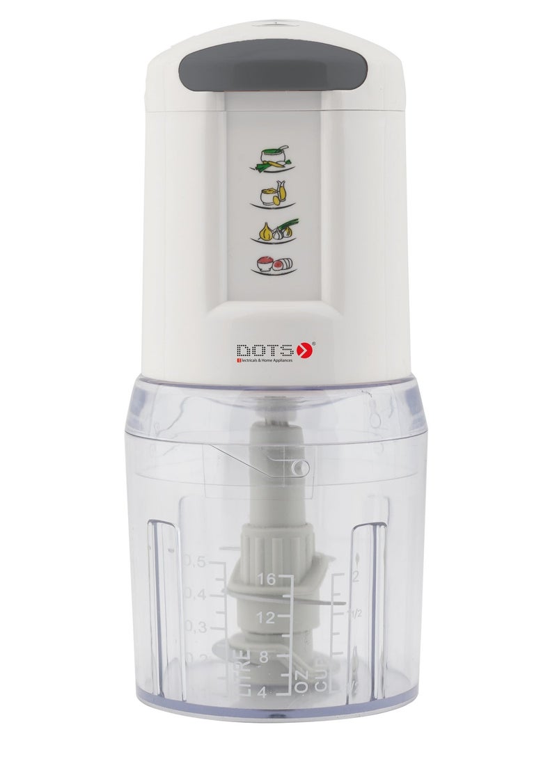 دوتس مفرمة كهربائية من دوتس 0.5 لتر 400 واط وخلاط للخضروات ، مفتاح سرعة مزدوج، شفرة من الفولاذ المقاوم للصدأ، سهلة التركيب والتنظيف، أبيض - Image 2