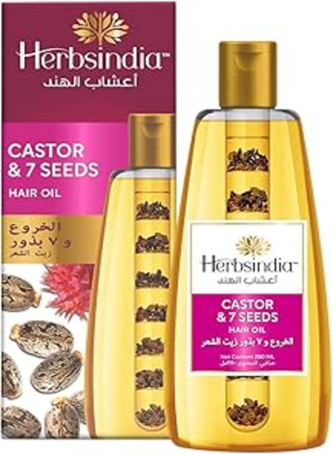 Herbsindia Castor & 7 Herbal Seeds Hair Oil With Nourish Tube | Thickens & Softens Hair | Silicone & Paraben Free | 280ml