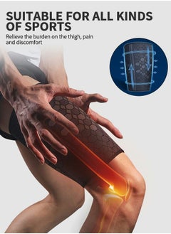 GROIC Thigh Compression Sleeves (Pair), Compression Sleeve for Quad & Groin Pain Relief & Recovery, Thigh Brace Support Anti Slip Upper Leg Sleeves,Relief Sports Injury Recovery  - Image 2