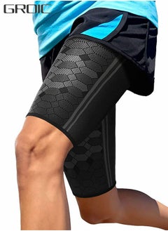 GROIC Thigh Compression Sleeves (Pair), Compression Sleeve for Quad & Groin Pain Relief & Recovery, Thigh Brace Support Anti Slip Upper Leg Sleeves,Relief Sports Injury Recovery  - Image 1
