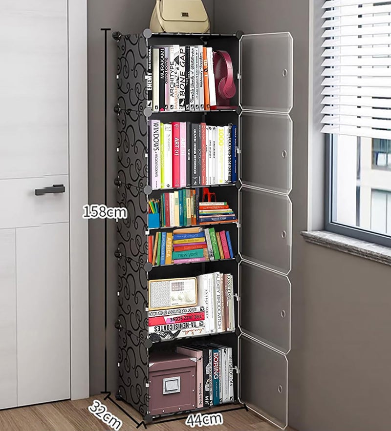 AYSIS Non Woven Fabric, Plastic, Metal Bookshelf | Storage Shelve For Books Storage Organizer |Children Book Rack | Bookcase For Home Furniture (10 Cases, Black) - Image 2