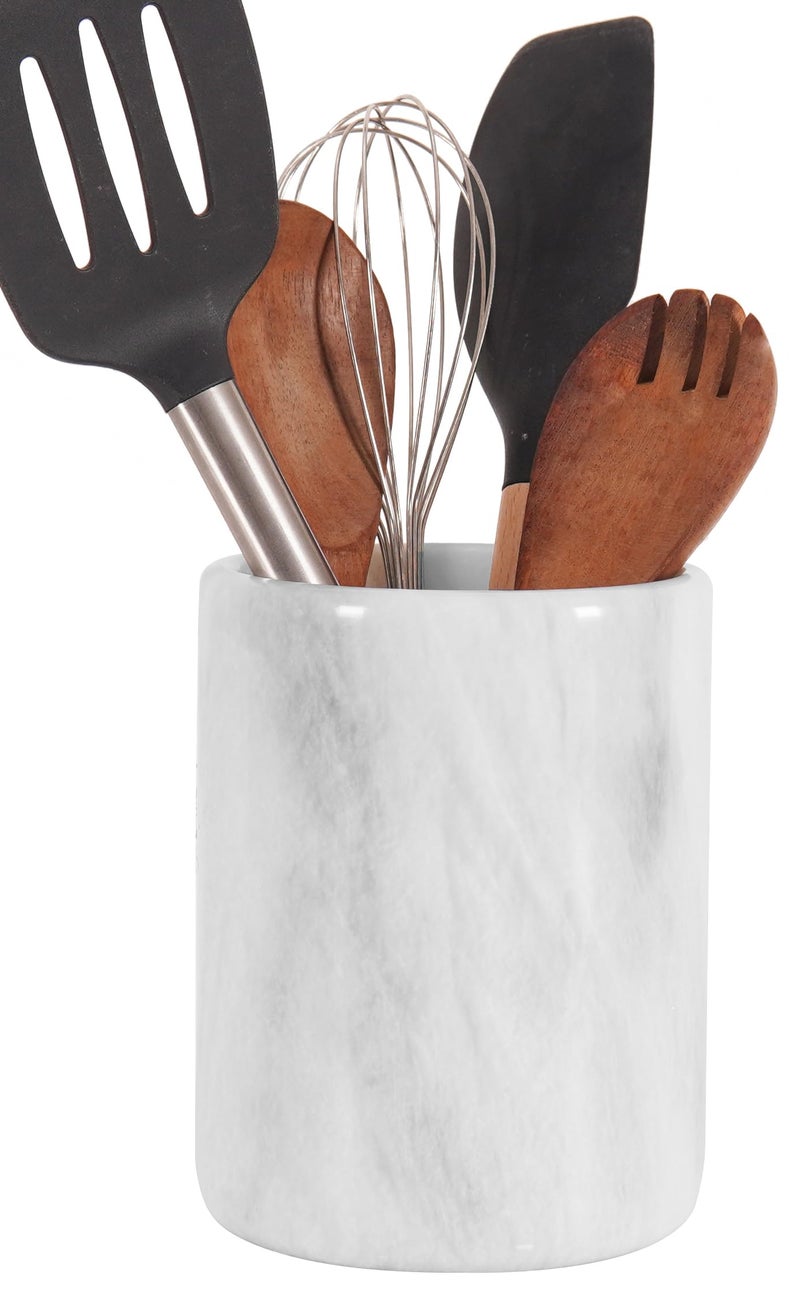 Radicaln Marble Utensil Holder 6.5" Inches White Handmade Spoon Holder for Kitchen Counter, Ideal Kitchen Utensils Set Organizer, Farmhouse Kitchens Decor & Accessories, Cooking Utensil Storage - Image 1