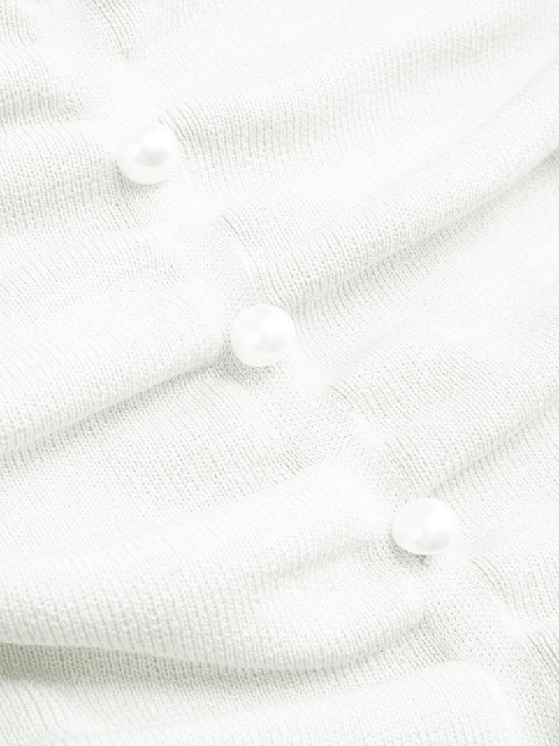 CIDER Faux Pearl Tube Tops for Women Crop Knit Split Hem Ruched Going Out Tops Cute Summer Outfits Y2K Beige - Image 3