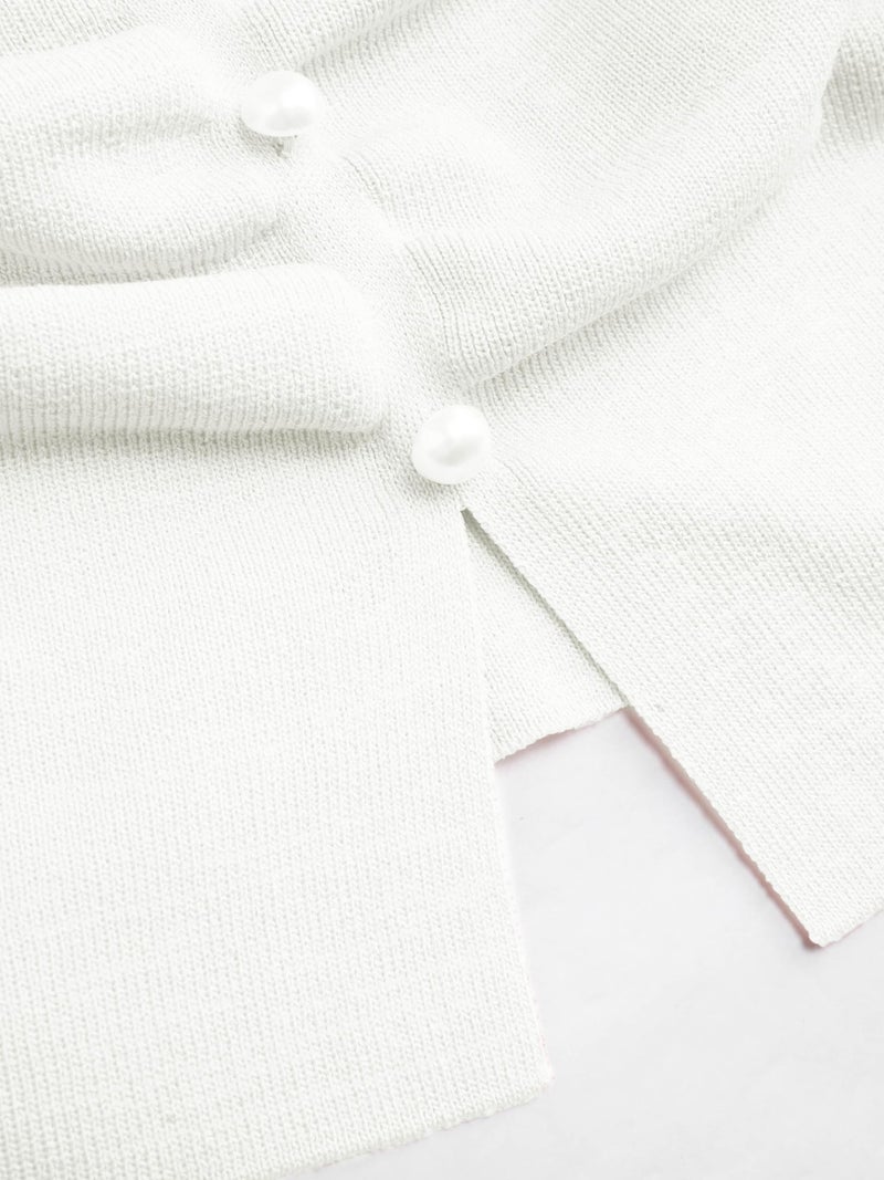 CIDER Faux Pearl Tube Tops for Women Crop Knit Split Hem Ruched Going Out Tops Cute Summer Outfits Y2K Beige - Image 4