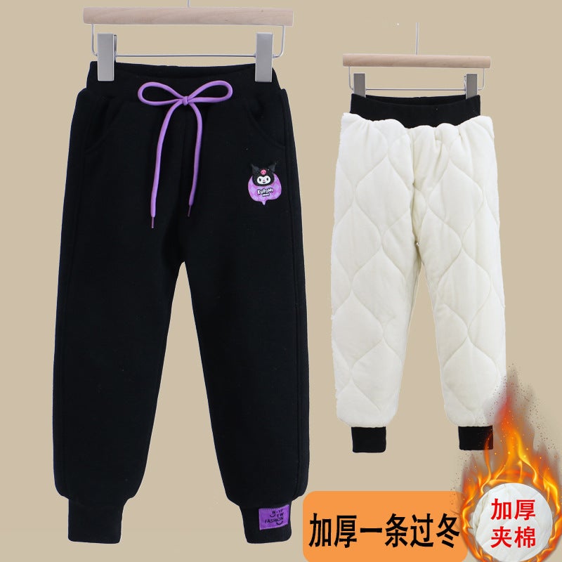 2024 Children'S Clothing Winter Clothing Children'S Sports Pants Girls' Long Pants Plus Velvet Thickened Padded Pants North A Pair Of Winter Pants - Image 1