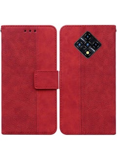 HuHa Case Cover For For Infinix Zero 8 X687 Geometric Embossed Leather Phone Case(Red) 