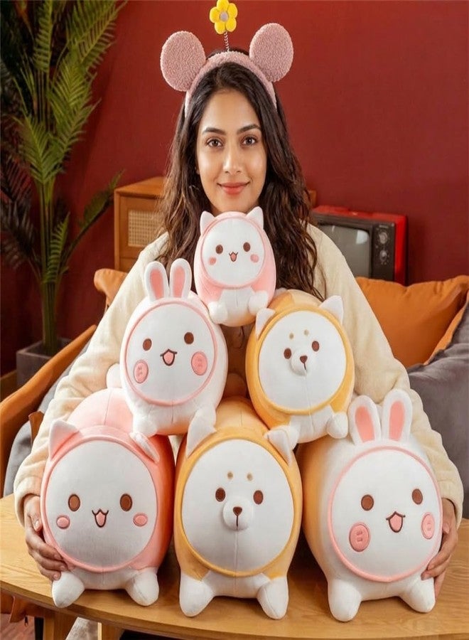 TechMax Solution Pink Cat Plush Cylinder Pillow, Kawaii Anime Kitten Blushing Squishy Cushion - Image 2