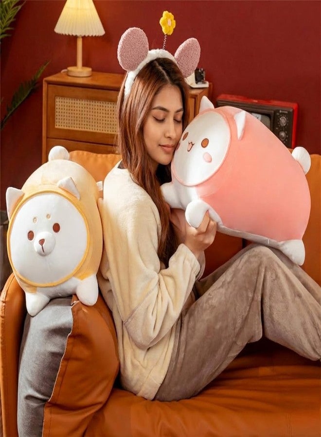 TechMax Solution Pink Cat Plush Cylinder Pillow, Kawaii Anime Kitten Blushing Squishy Cushion - Image 5