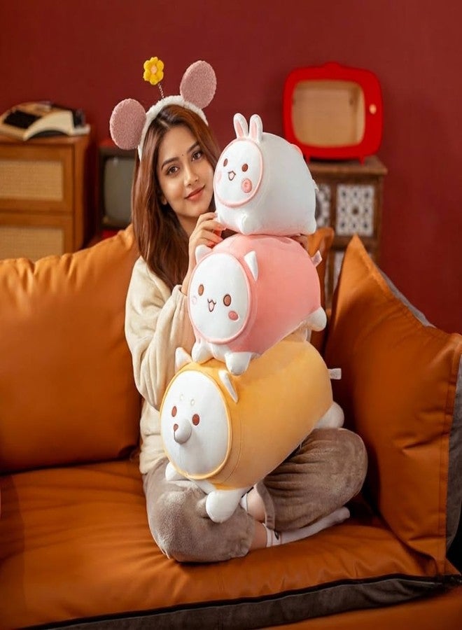 TechMax Solution Pink Cat Plush Cylinder Pillow, Kawaii Anime Kitten Blushing Squishy Cushion - Image 4