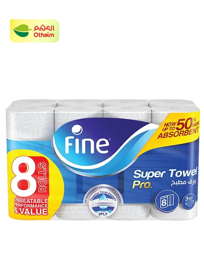 Fine Fine Super Pro Kitchen Paper, 3 Plies ,8 Rolls 
