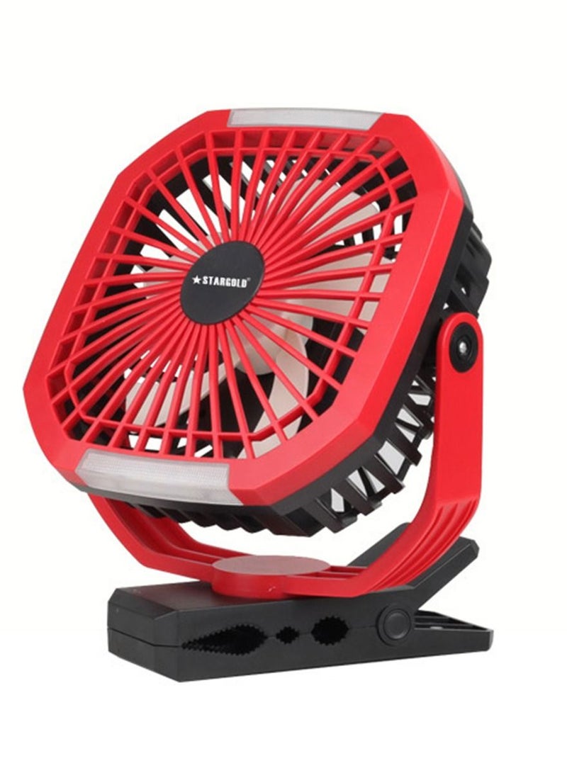 Stargold Clip On Fans Rechargeable 4 Speeds Portable Fan with Sturdy Clip Red - Image 1