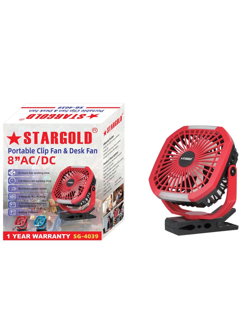 Stargold Clip On Fans Rechargeable 4 Speeds Portable Fan with Sturdy Clip Red - Image 4