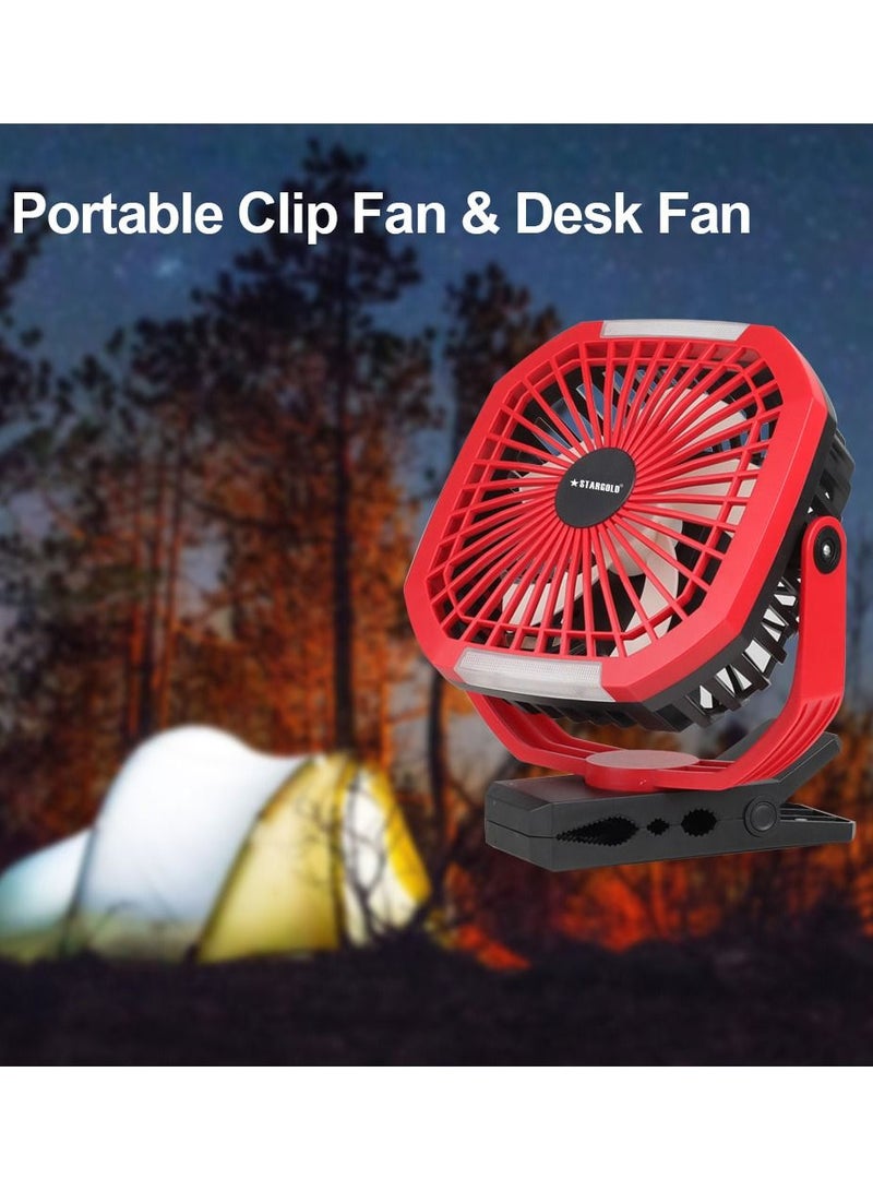 Stargold Clip On Fans Rechargeable 4 Speeds Portable Fan with Sturdy Clip Red - Image 2