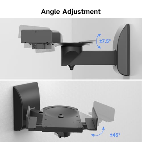 suptek Speaker Wall Mounts, Dual Speaker Stands for Surround Sound Speakers, Universal Bracket, Tilt Swivel Shelves Up to 55lbs Black (2 Pack) - Image 4