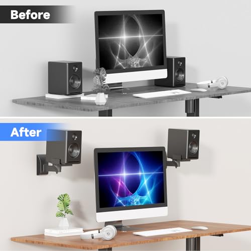 suptek Speaker Wall Mounts, Dual Speaker Stands for Surround Sound Speakers, Universal Bracket, Tilt Swivel Shelves Up to 55lbs Black (2 Pack) - Image 5