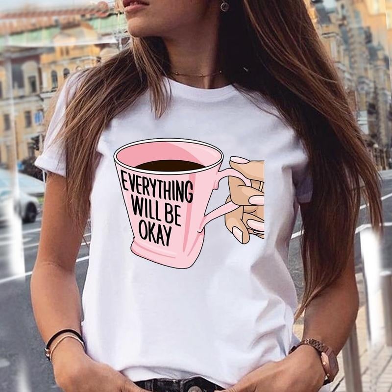 Foreign Trade European Size Summer Women's T-Shirt Funny Graphic Print Women's Fashion Print Top Short Sleeve - Image 1