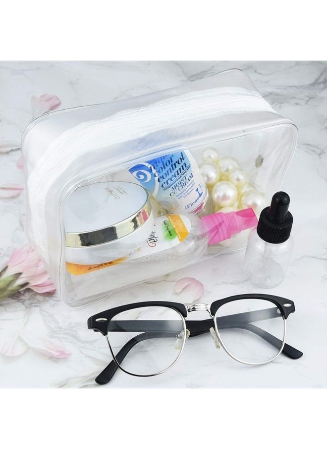 Wobe - 5 Packs Clear Cosmetics Bag TSA Approved, PVC Zippered Toiletry Carry Pouch Portable Makeup Bag for Vacation Travel, Bathroom and Organizing Waterproof Makeup Vinyl Case (Medium, White) - Image 1
