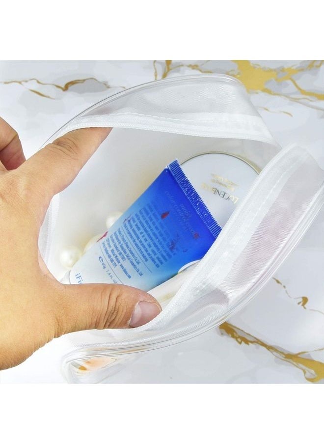Wobe - 5 Packs Clear Cosmetics Bag TSA Approved, PVC Zippered Toiletry Carry Pouch Portable Makeup Bag for Vacation Travel, Bathroom and Organizing Waterproof Makeup Vinyl Case (Medium, White) - Image 1