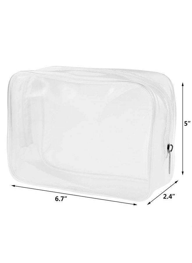 Wobe - 5 Packs Clear Cosmetics Bag TSA Approved, PVC Zippered Toiletry Carry Pouch Portable Makeup Bag for Vacation Travel, Bathroom and Organizing Waterproof Makeup Vinyl Case (Medium, White) - Image 1
