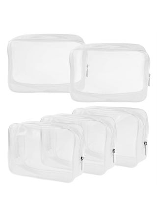 5 Packs Clear Cosmetics Bag TSA Approved, PVC Zippered Toiletry Carry Pouch Portable Makeup Bag for Vacation Travel, Bathroom and Organizing Waterproof Makeup Vinyl Case (Medium, White) - pzsku/Z4C00BFADEE22F65C338DZ/45/_/1686783911/f9dafd5d-fd15-4463-8217-ef430321e74b