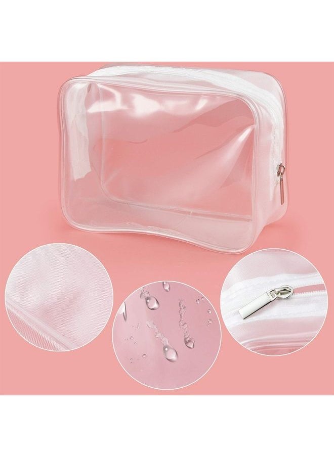 Wobe - 5 Packs Clear Cosmetics Bag TSA Approved, PVC Zippered Toiletry Carry Pouch Portable Makeup Bag for Vacation Travel, Bathroom and Organizing Waterproof Makeup Vinyl Case (Medium, White) - Image 1