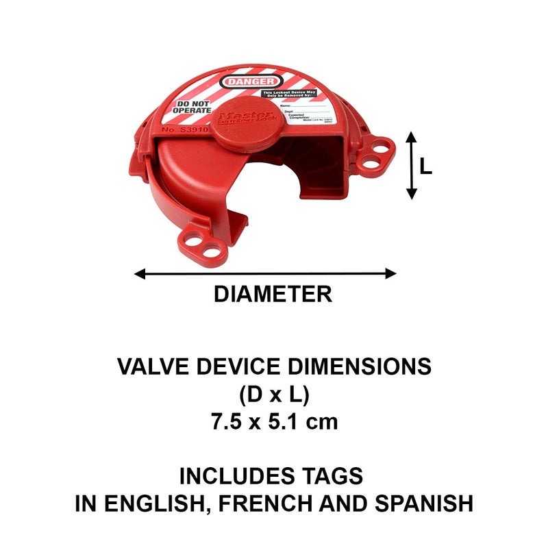 Master Lock قفل ماستر لوك S3910 لقفل صمامات الغاز المضغوط - أحمر - Image 5