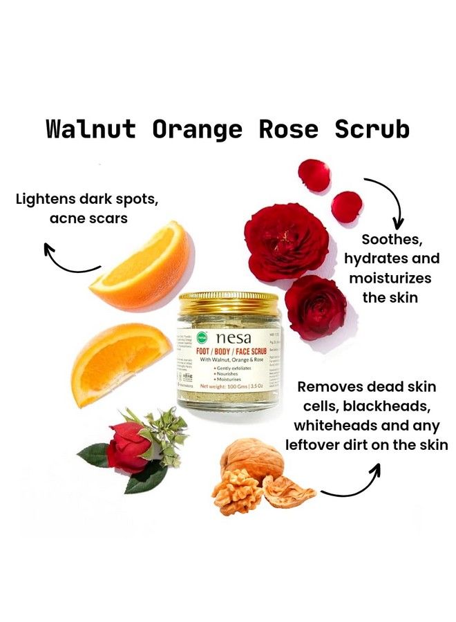 Nesa Walnut Scrub (100 Gms) ; Body Scrub ; Foot Scrub ; Face Scrub ; Gentle Exfoliation ; Cleansing - Image 3