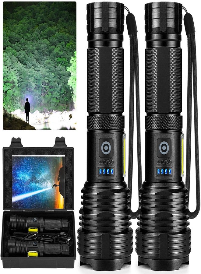 BERCOL Flashlight Rechargeable Flashlights High Lumens, 99,000 LM Bright LED Flashlight Powered Flash Light, USB Rechargeable Flashlights & Waterproof Handheld Flash lights for Home Camping Hiking(2 Pack) - Image 1