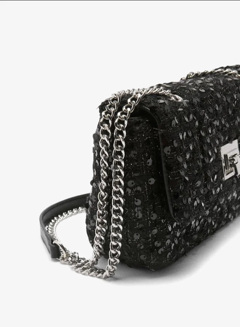 Parfois Black Shoulder tweed bag for Women | Best Price UAE