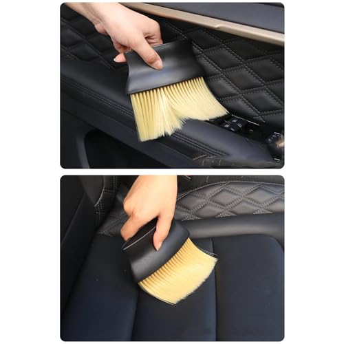 DETACHI Car Interior Cleaning Brush + Microfiber Cloth Super Absorbment 40x40 850 GSM+ Ultra Soft Hair Bristle Brush for A/c Vents Dust, Dashboard Cleaning Laptops, Cleaning Tools Combo Pack 3Pcs - Image 2