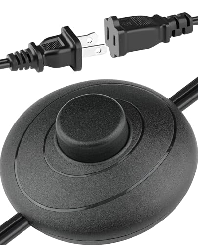 Coolneon 6ft18m OnOff Extension Cord Foot Switch Pedal Switch in Middle of Cord 2Prong Polarized Plug and Plug in Outlet AWG18 250VAC Step Switch Floor Lamp Christmas Tree Light Push Button Black - Image 1