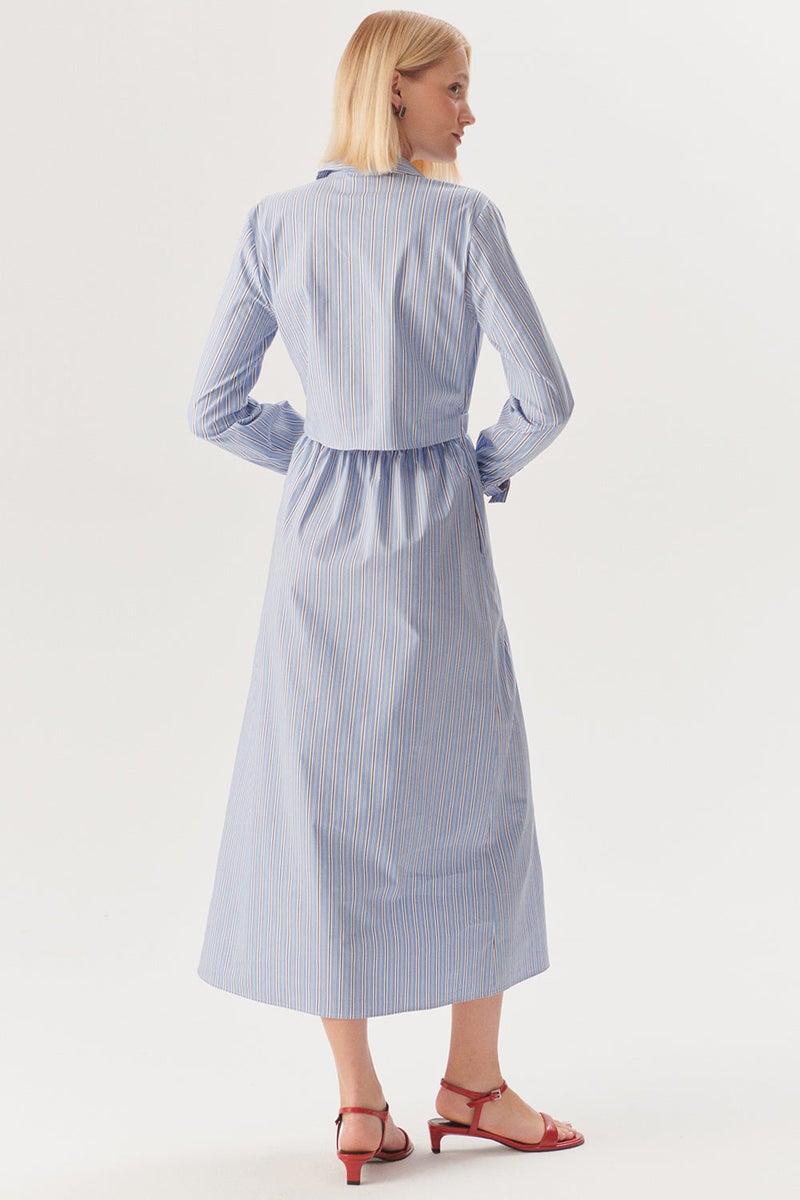 EXQUISE Striped Regular Midi Dress with Elastic Waist - Image 5