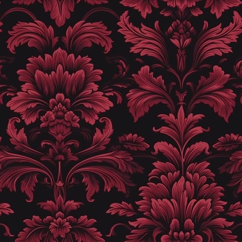 REDAMANCY Dark Black Red Damask Flowers Vintage Peel and Stick Wallpaper Stick on Contact Paper Vintage Wall Paper Easy Peel Off for nightstand Drawer Cabinet Renter
