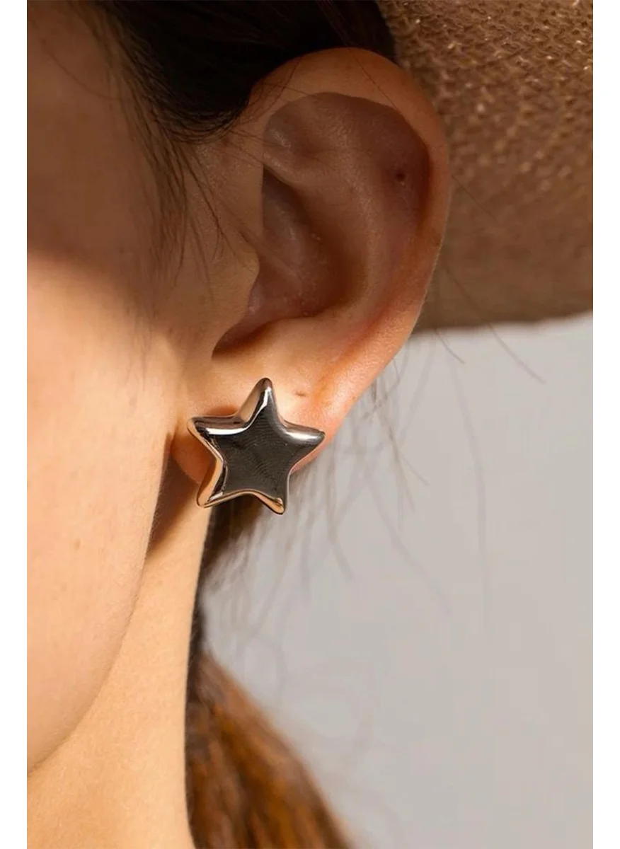 Bahels Silver Color Star Trend Earrings