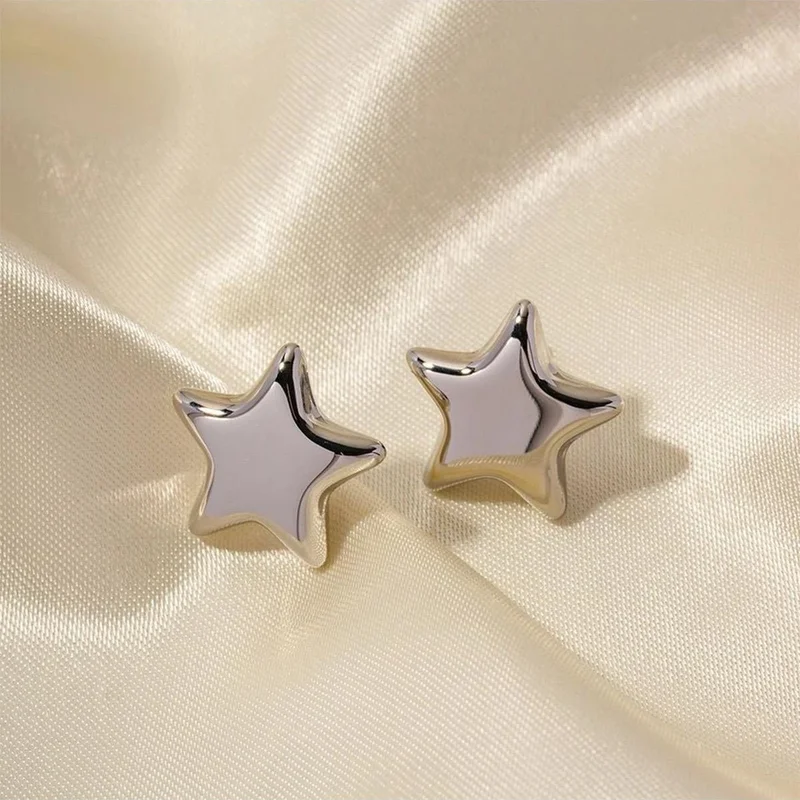 Bahels Silver Color Star Trend Earrings