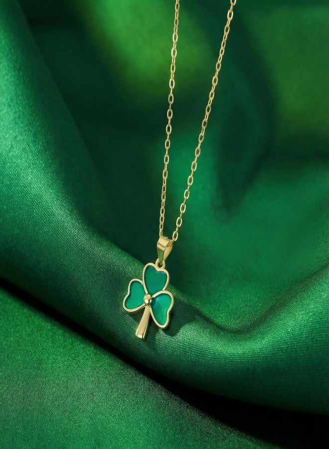 SLUYNZ 925 Sterling Silver Irish Shamrock Choker Necklace Chain for Women Teen Girls Green Clover Pendant Necklace for St Patricks Day (B-YELLOW) - Image 2