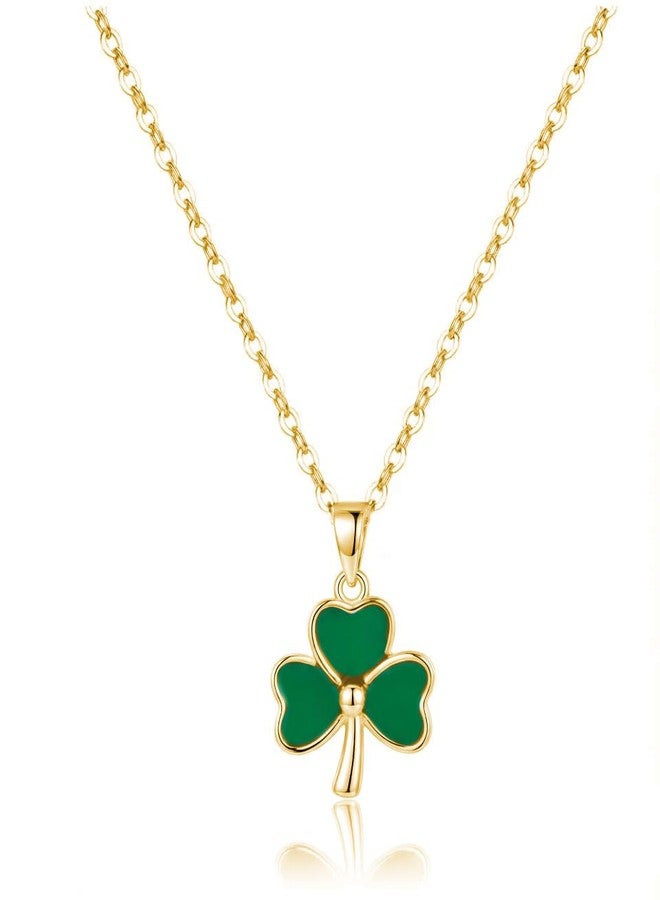 SLUYNZ 925 Sterling Silver Irish Shamrock Choker Necklace Chain for Women Teen Girls Green Clover Pendant Necklace for St Patricks Day (B-YELLOW) - Image 1