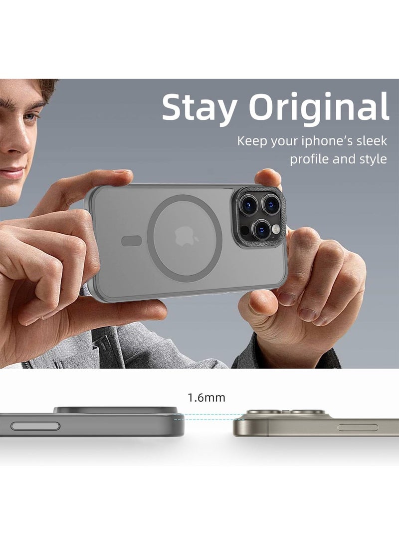 دبليو تيك غطاء الحماية هارد أيفون 16 برو 2024 هارد سيليكون هجين شفاف سليم أنيق مغناطيسي Magsafe - رمادي - Image 2