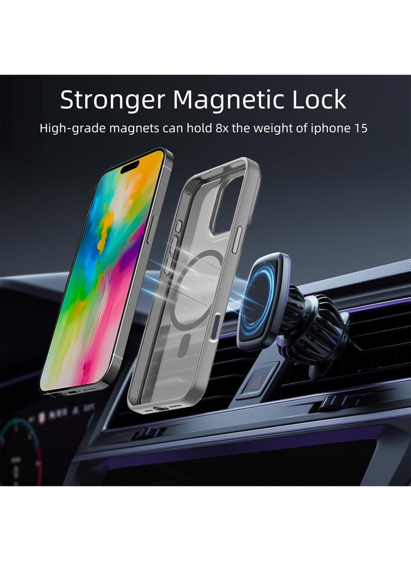 دبليو تيك غطاء الحماية هارد أيفون 16 برو 2024 هارد سيليكون هجين شفاف سليم أنيق مغناطيسي Magsafe - رمادي - Image 3