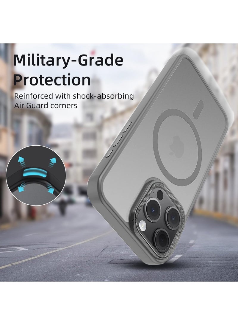 دبليو تيك غطاء الحماية هارد أيفون 16 برو 2024 هارد سيليكون هجين شفاف سليم أنيق مغناطيسي Magsafe - رمادي - Image 4