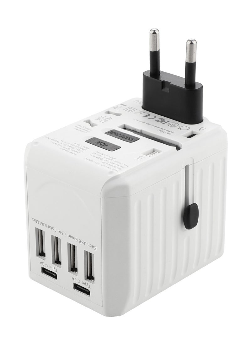 Universal Travel Adapter Plug, Multi-Functional Charger with 4 USB and 2 Type-C Ports, Worldwide Power Socket with Multiple Country Adapters for International Travelers  - Image 2