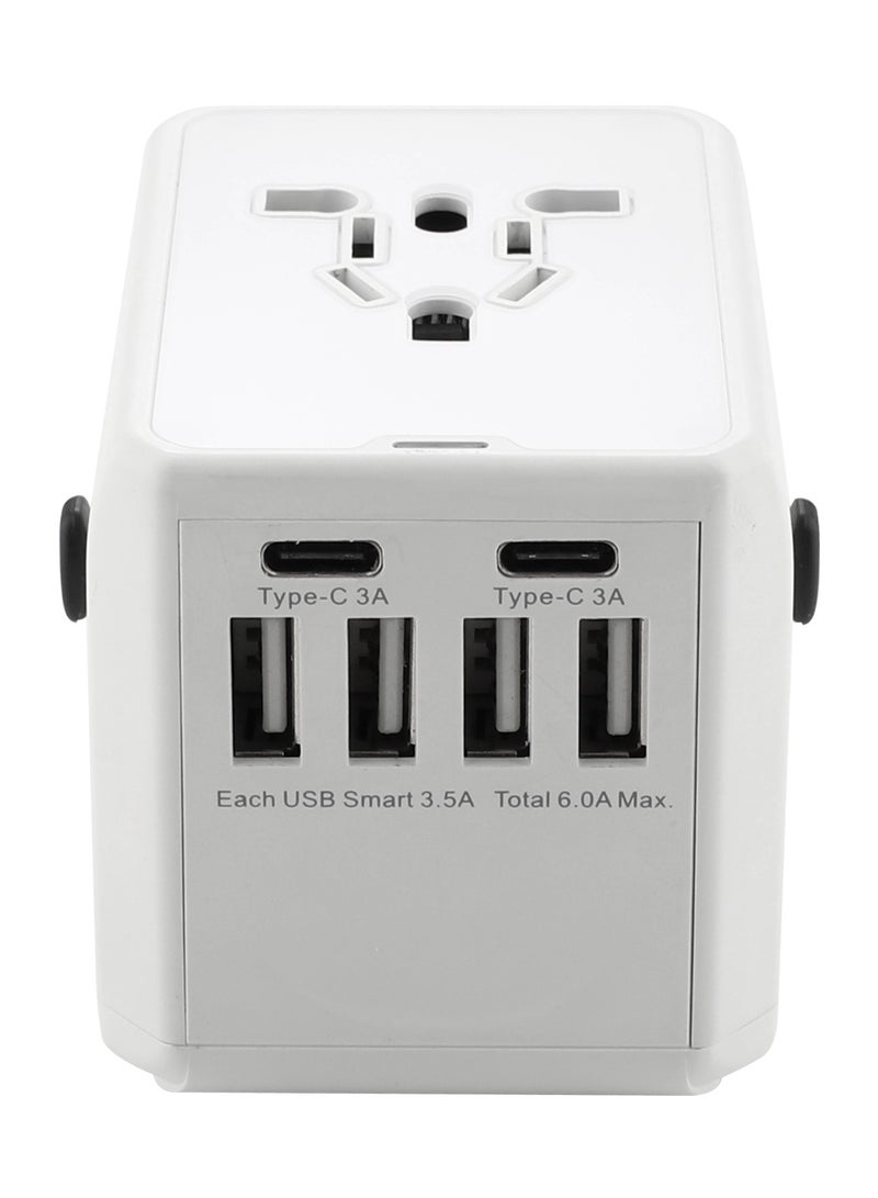 Universal Travel Adapter Plug, Multi-Functional Charger with 4 USB and 2 Type-C Ports, Worldwide Power Socket with Multiple Country Adapters for International Travelers  - Image 1