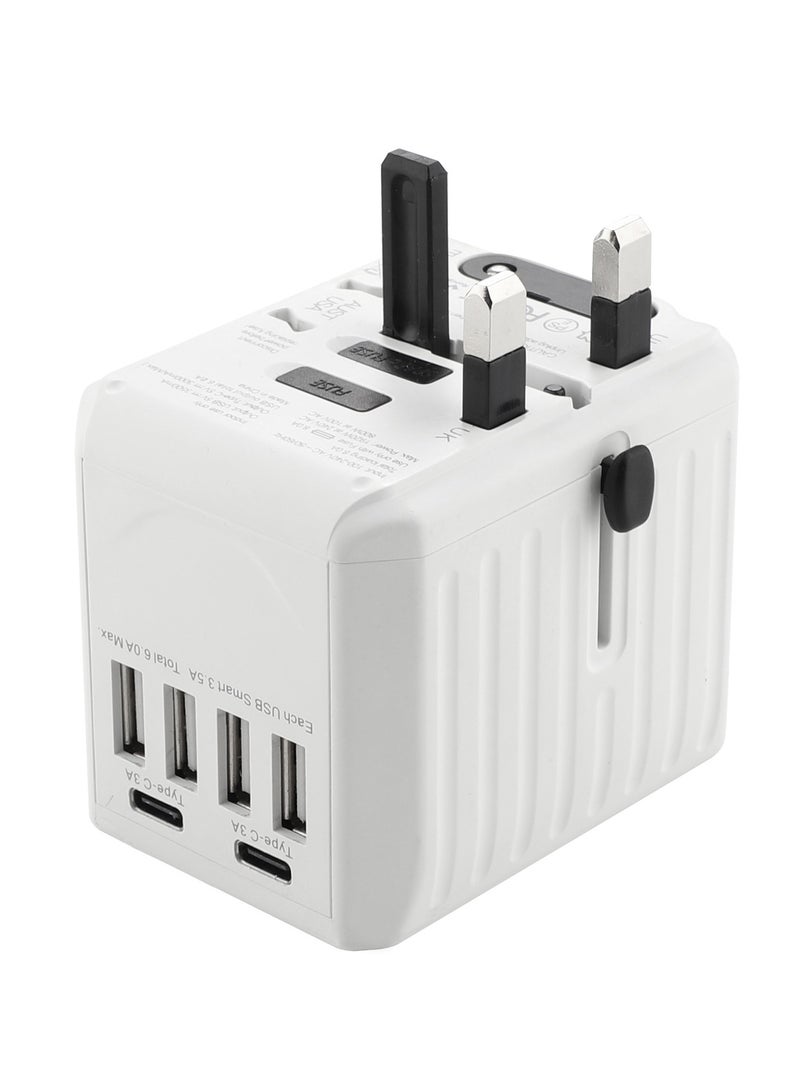 Universal Travel Adapter Plug, Multi-Functional Charger with 4 USB and 2 Type-C Ports, Worldwide Power Socket with Multiple Country Adapters for International Travelers  - Image 3