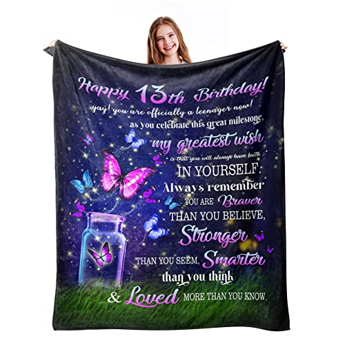 Ryubein 13 Year Old Girl Gifts, Gifts for 13 Year Old Girl, 13th Birthday Gifts for Girls, 13th Birthday Decorations for Girls, 13 Teenager Birthday Gift Ideas, 13 Teenager Blanket 50" X 60" - Image 1
