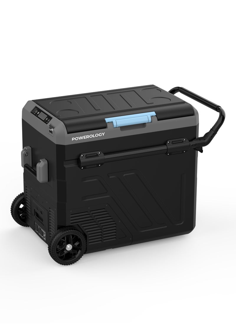 Powerology Portable Fridge 60L with Dual Compartment and Trolly / Smart Fridge and Freezer / High-Efficiency Compressor - Gray  - Image 1
