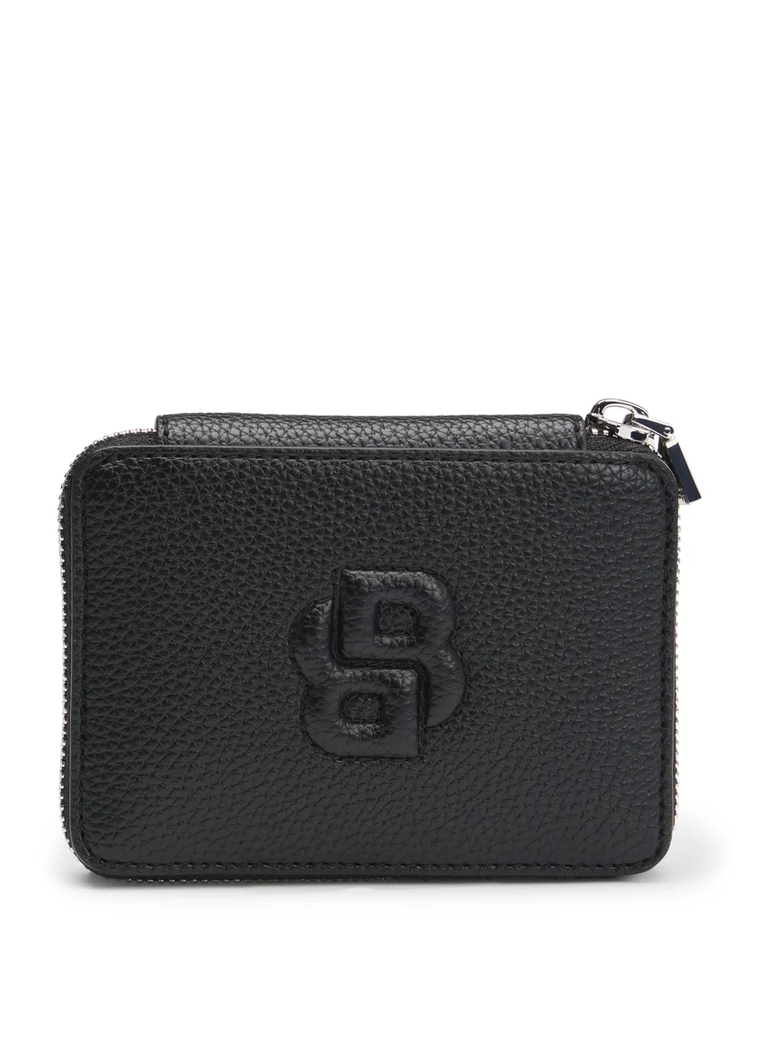 بوس Small grained ziparound wallet with Double B monogram